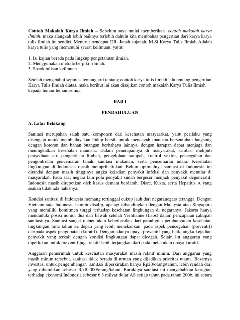 Contoh Makalah Karya Ilmiah