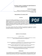 Aplicación de La Dirección Por Valores A La Gestión Del Capital Humano en Las Entidades Organizacionales