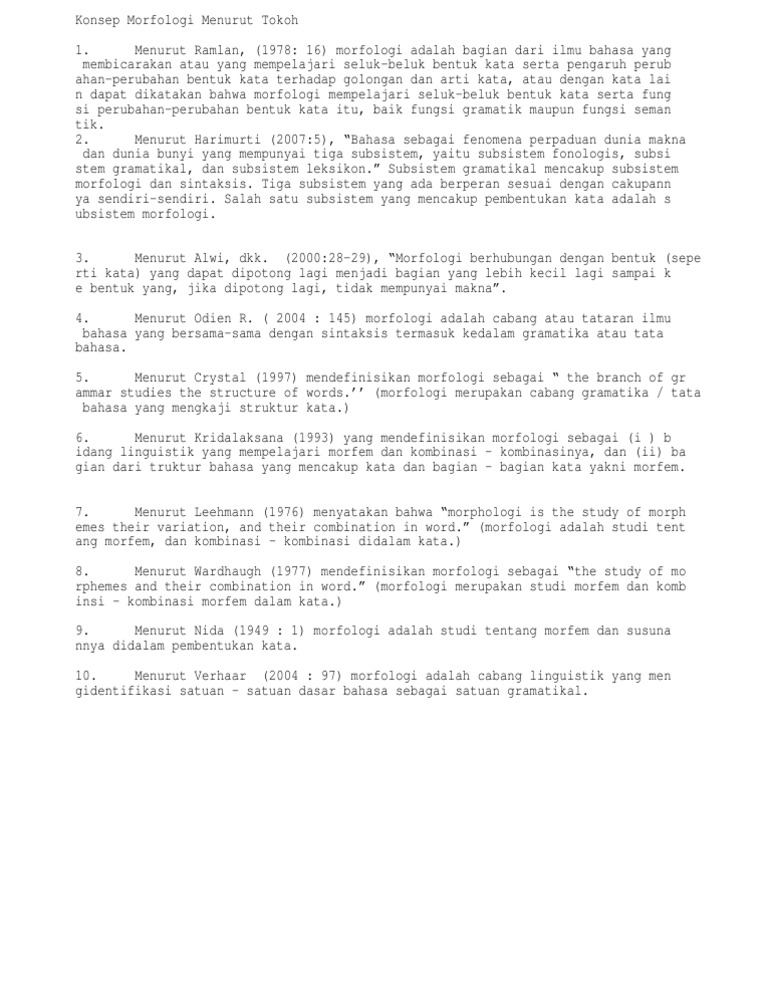 Konsep Morfologi Menurut Tokoh