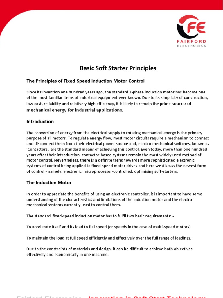 Basic Soft Starter Principles | PDF | Engines | Components