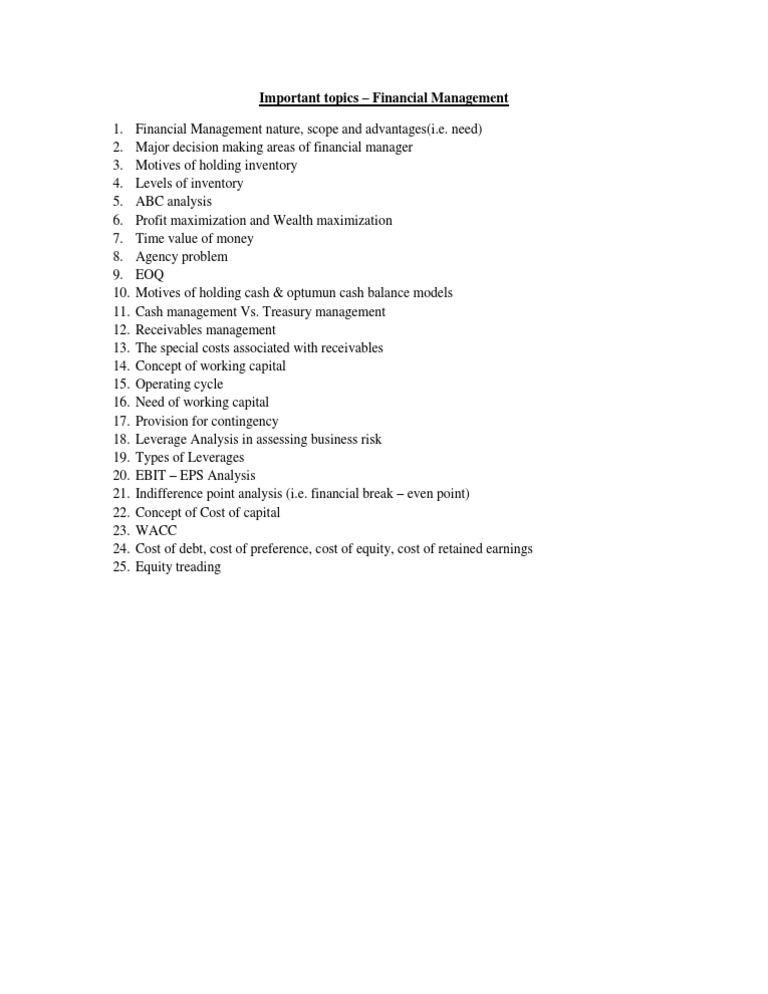 Important Topics FM | PDF