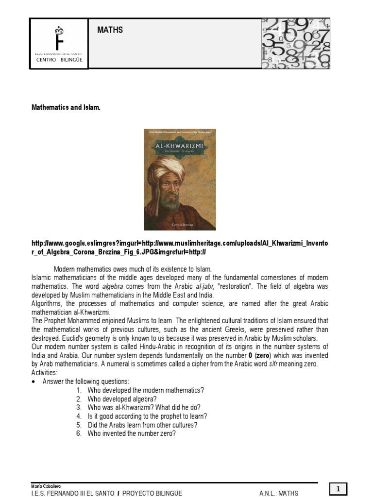 Islamic Contributions to Modern Mathematics | PDF | Teaching ...