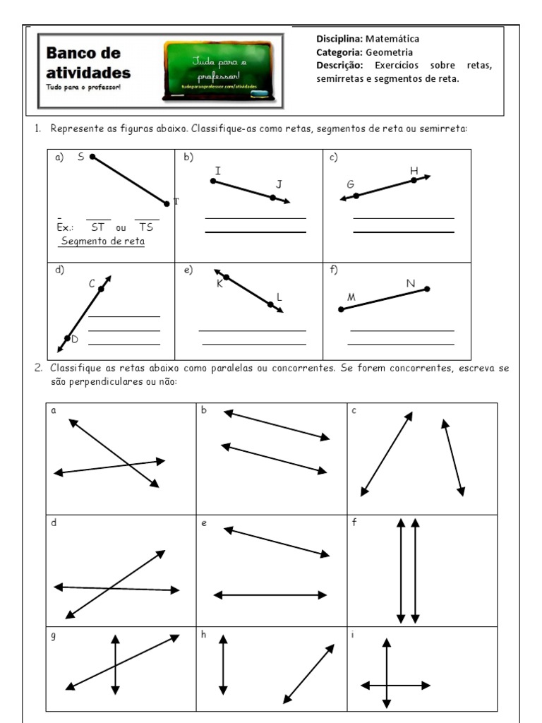 Retas Paralelas E Perpendiculares Exercícios 5o Ano