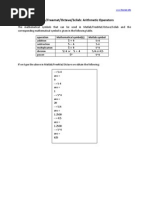 Arithmetic Operators in Matlab, Freemat, Octave and Scilab by WWW - Freemat.info