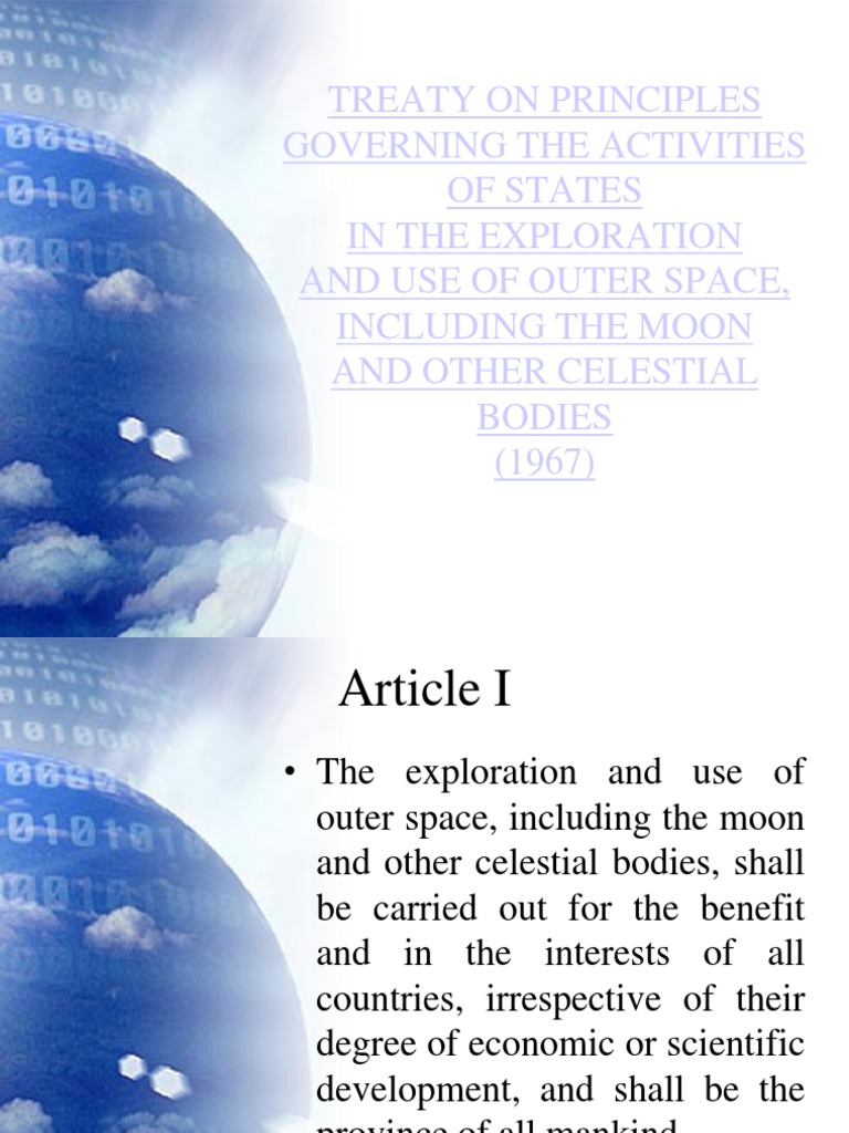 Space Treaty 1967 PDF Treaty Outer Space