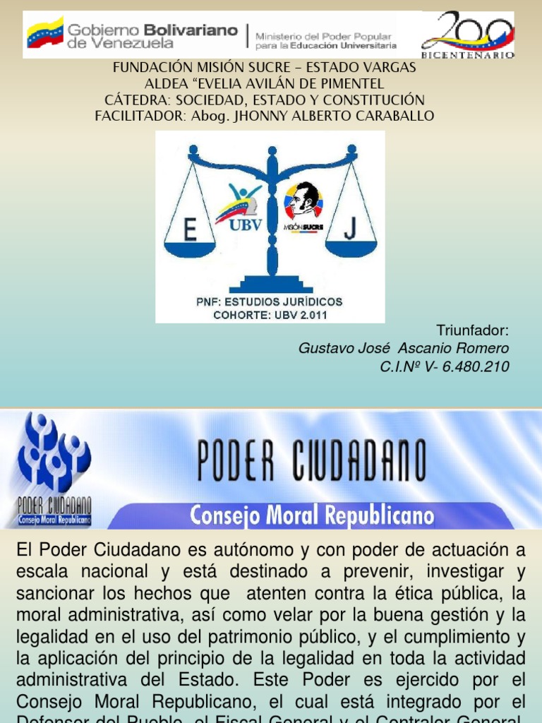 Funciones del Poder Ciudadano en Venezuela | PDF | Venezuela | Fiscal