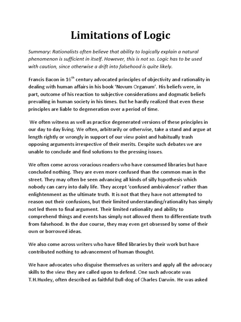 Limitations of Logic | PDF | Logic | Science