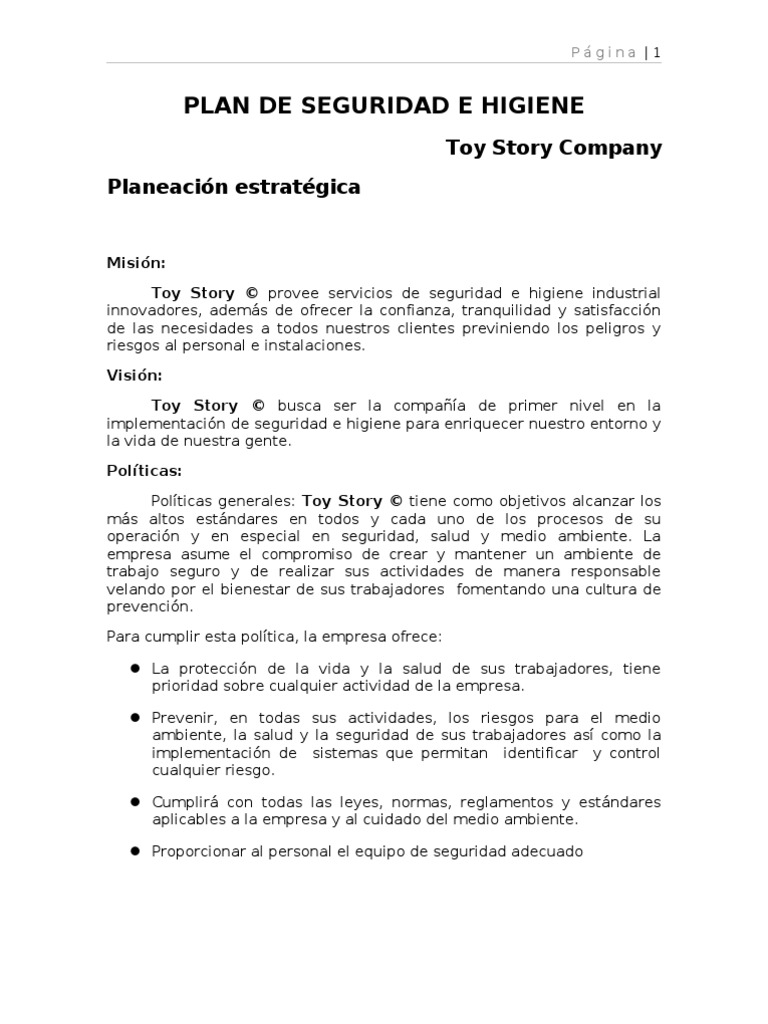 Plan de Seguridad Empresa | PDF | Seguridad | Seguridad y salud ocupacional