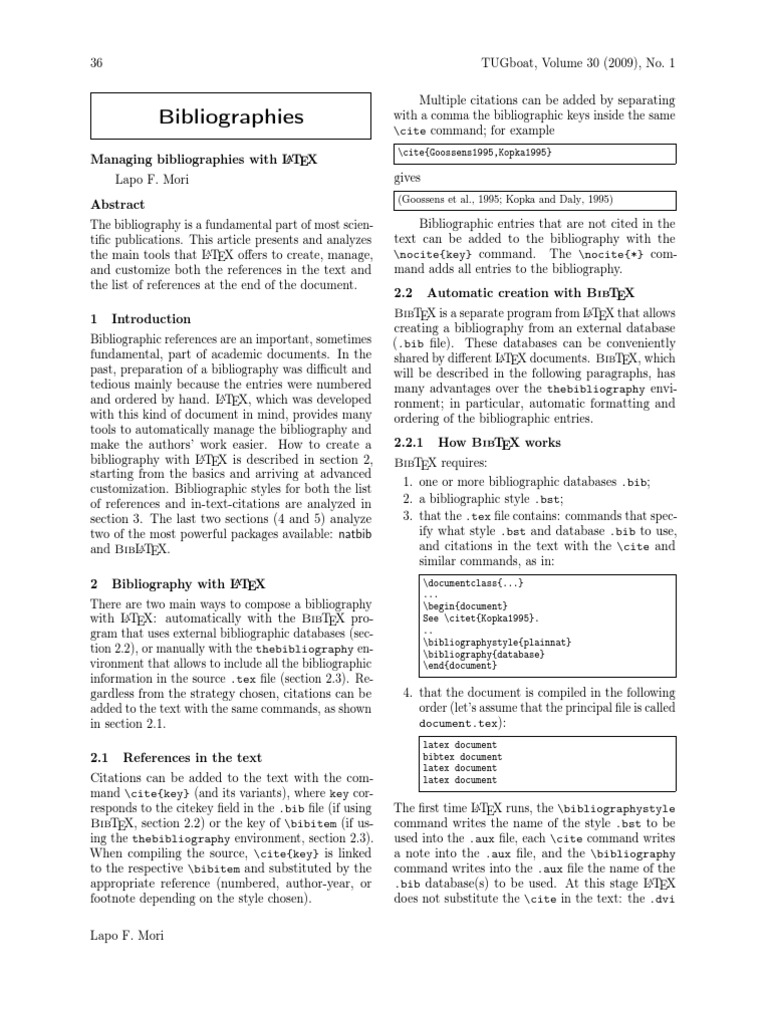 Managing Bibliographies With Latex Pdf Citation Bibliography