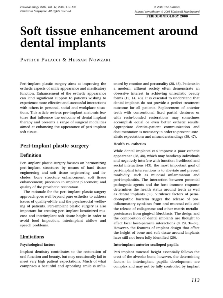 Enhancing Soft Tissue Around Implants | PDF
