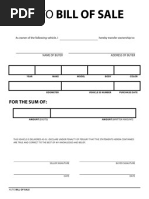 Auto Bill of Sale