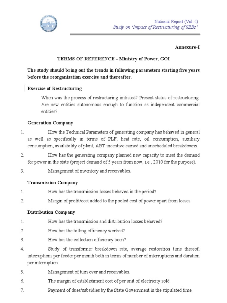 AnnexuresI,II, III & Abbreviation Monopoly Electric Power Distribution