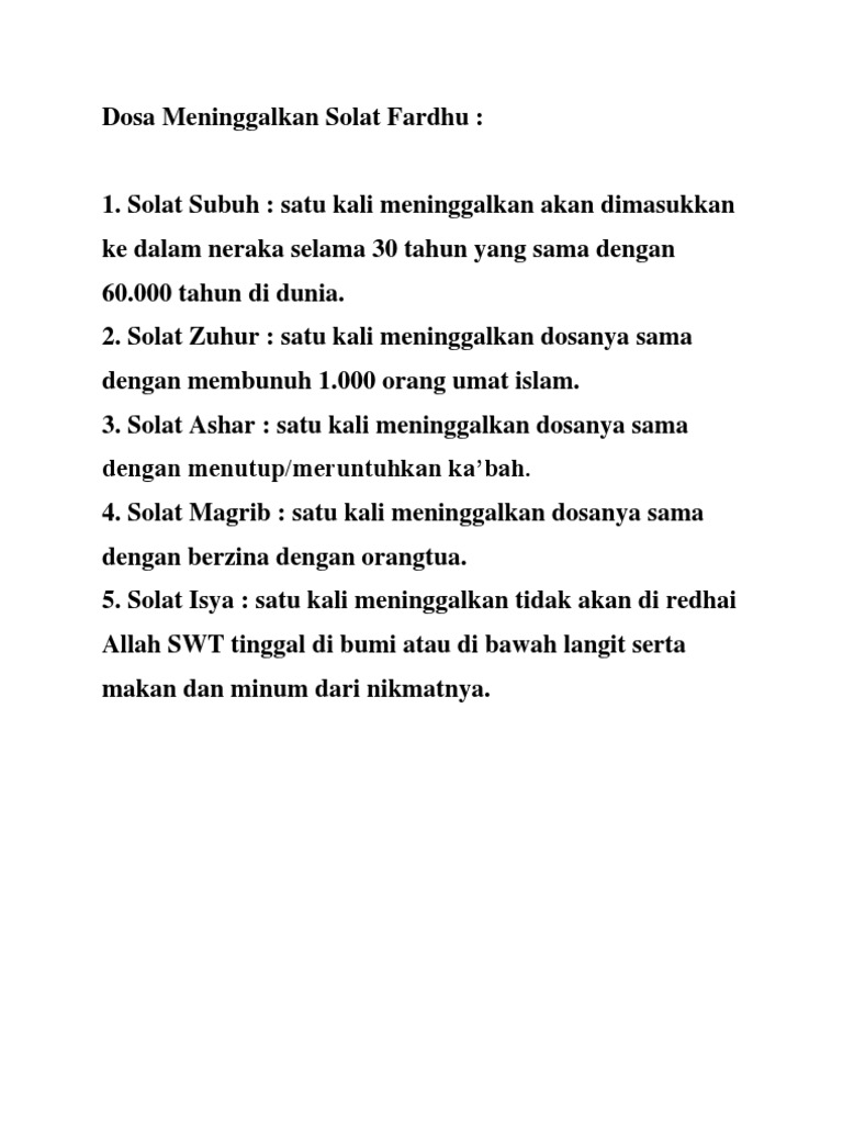 Dosa Meninggalkan Solat Fardhu Pdf