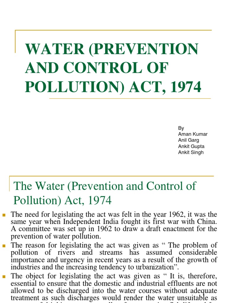 Water (Pollution & Control) Act 1974 PDF Board Of Directors