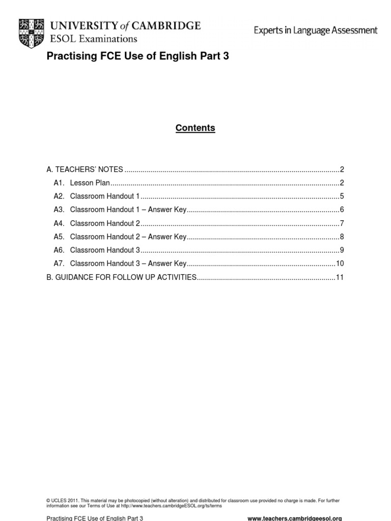 Practising Fce Use of English Part 3 | PDF | Adjective | Noun