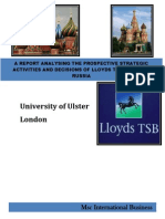 A REPORT ANALYSING THE PROSPECTIVE STRATEGIC ACTIVITIES AND DECISIONS OF LLOYDS TSB ENTERING RUSSIA