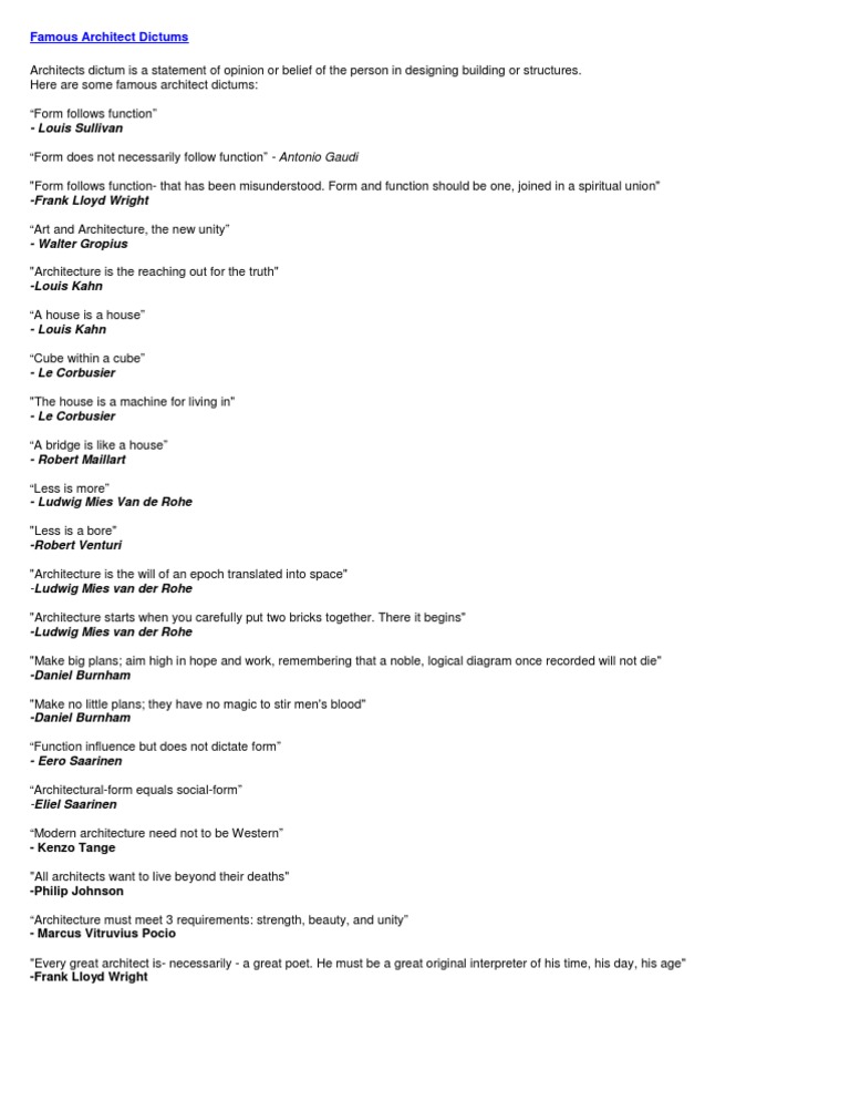 Architects Dictums Pdf Famous
