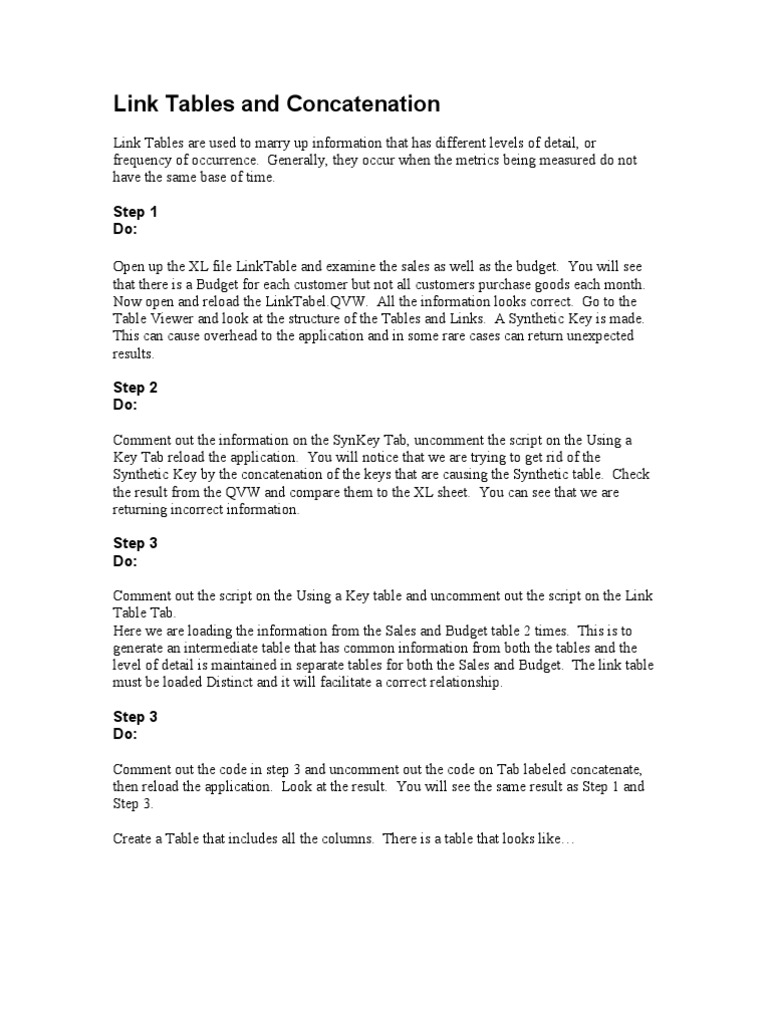 Link Tables Qlikview | PDF