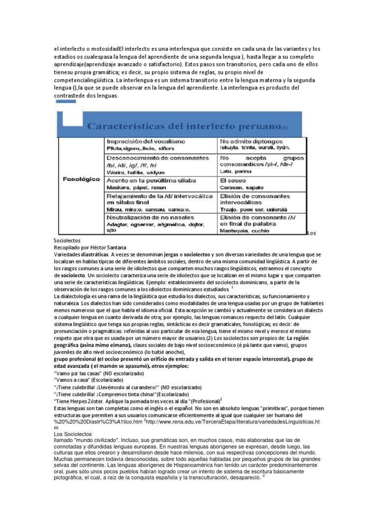 Interlecto y Sociolecto: Definiciones y Ejemplos | PDF | Dialecto ...