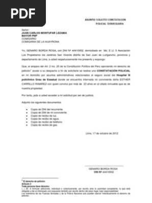 Solicito Constatacion Policial Pdf