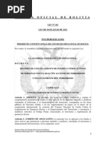 Ley 262 Régimen de Congelamiento de Fondos y Otros Activos de Personas Vinculadas con Acciones de Terrorismo y Financiamiento del Terrorismo