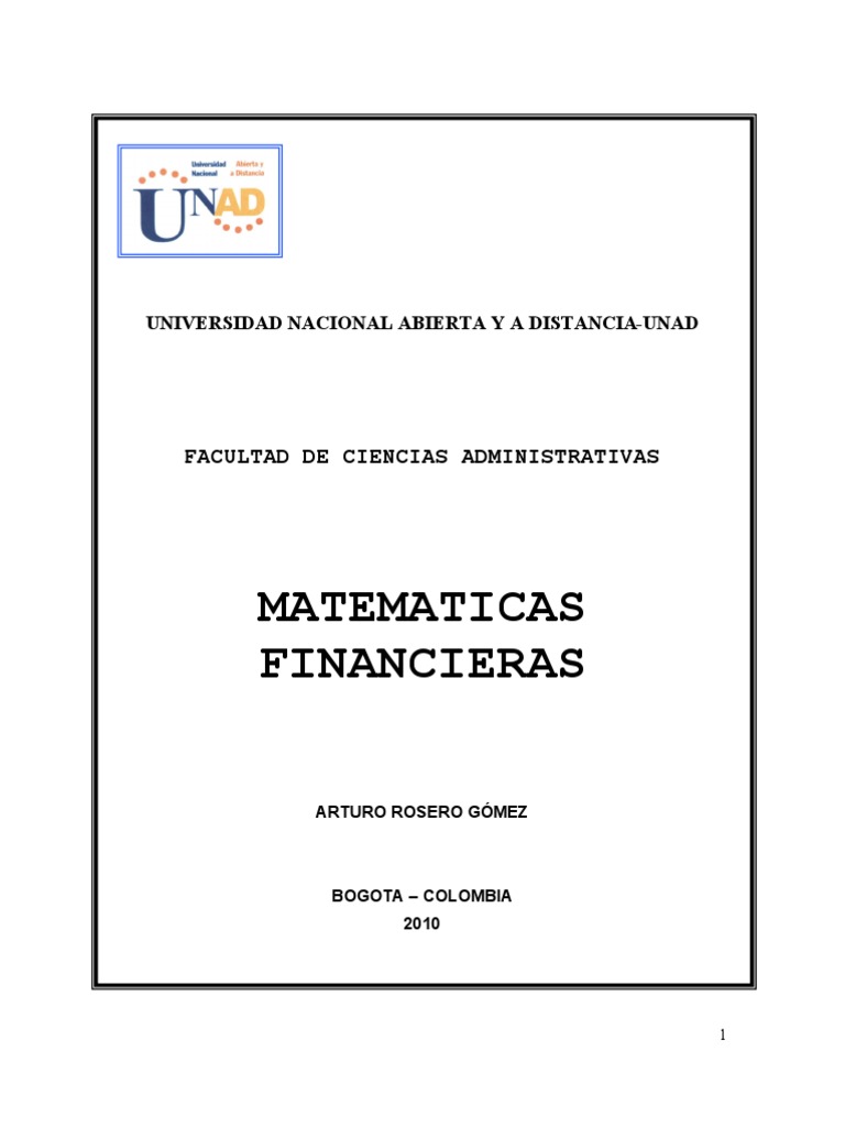 Matemáticas Financieras en la UNAD | PDF | Interés | Tasas de interés