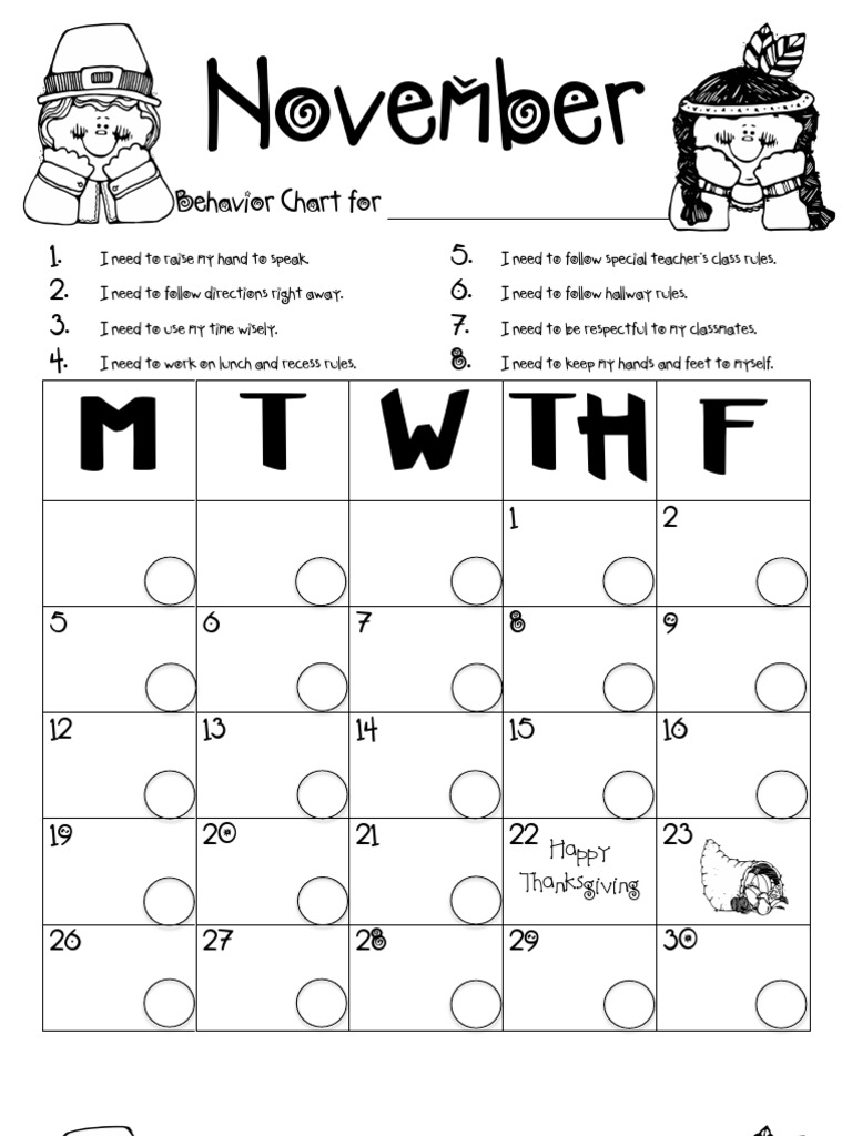 November Behavior Chart