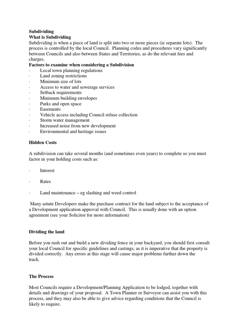 Subdividing Basics | Stormwater | Land Lot