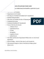 Executive Branch Quiz Study Guide