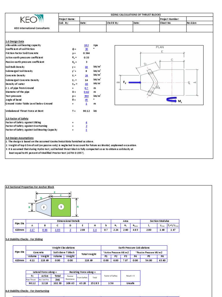 Thrust Block Calculator Depth Horizontal Directional Drilling (HDD)