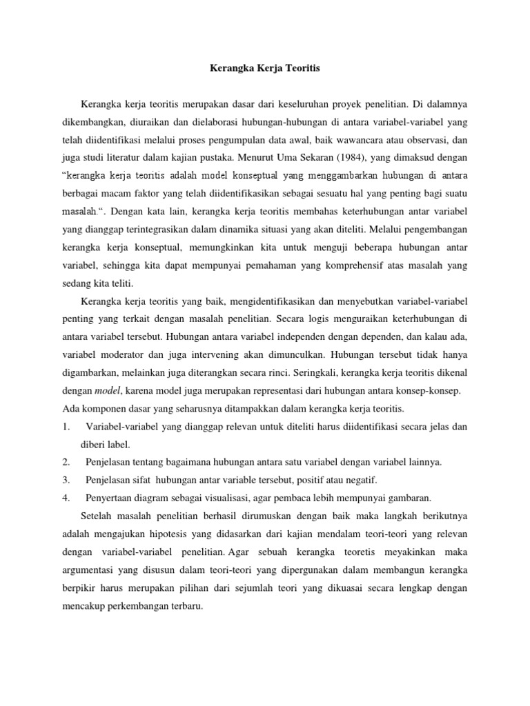 Kerangka Kerja Teoritis, Konsep Dan Variabel