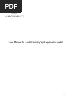 User Manual For Lund University's Job Application Portal