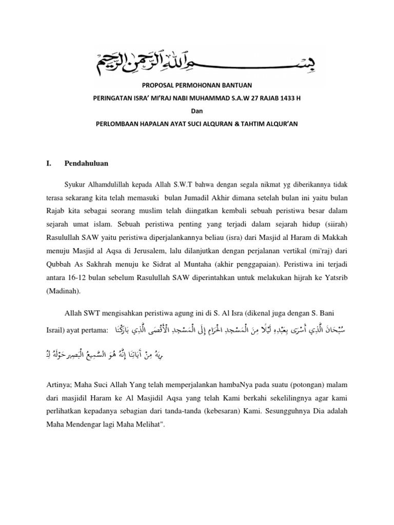 Proposal Permohonan Bantuan Isra Miraj