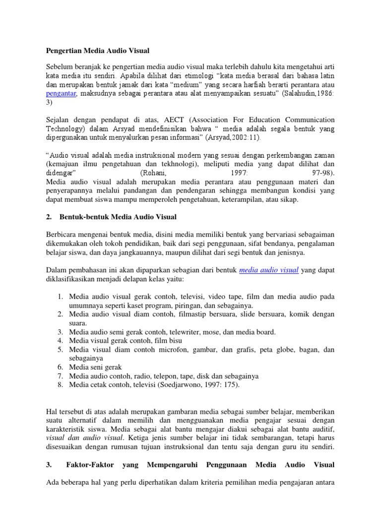 Pengertian dan Jenis Media Audio Visual | PDF