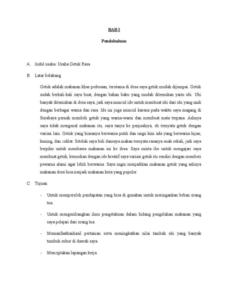 Contoh Proposal Usaha Profesional  Contoh  Proposal  Usaha  Getuk Rasa