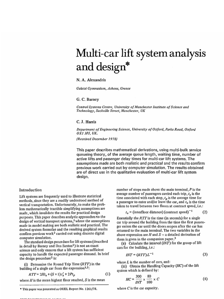 Multi-Car Lift System Analysis and Design | PDF | Elevator | Computer ...