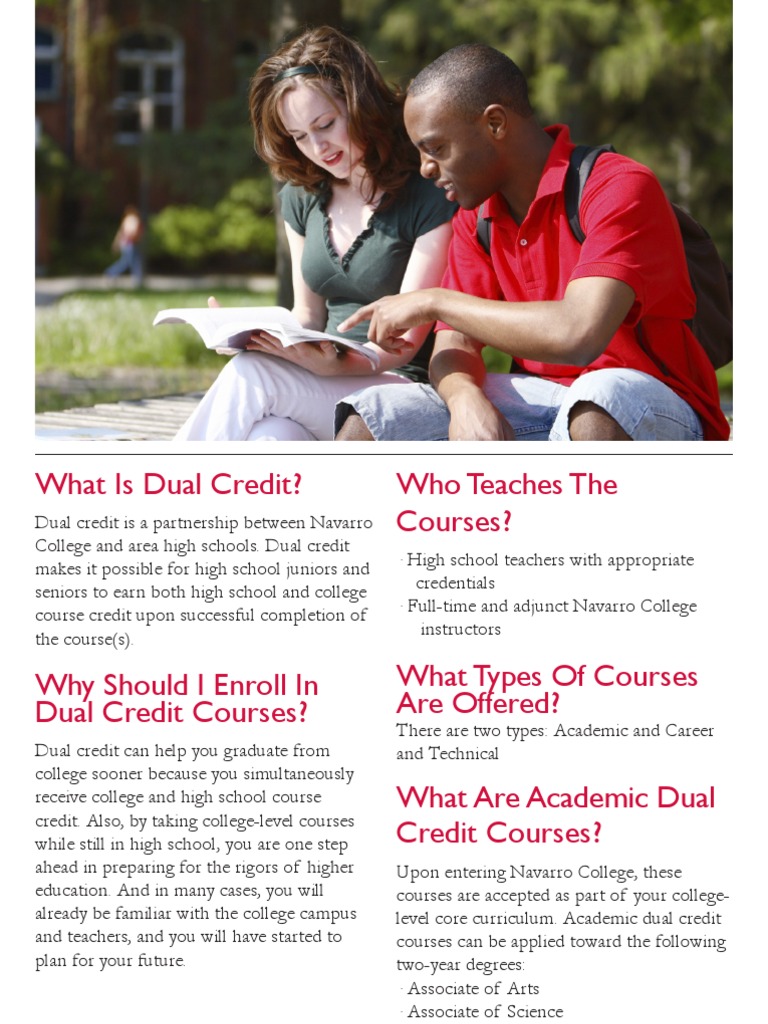 Navarro College Dual Credit Brochure | PDF | Secondary School | Course ...
