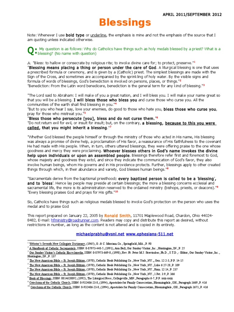 Sacramentals and Blessings Sacraments Catholic Church