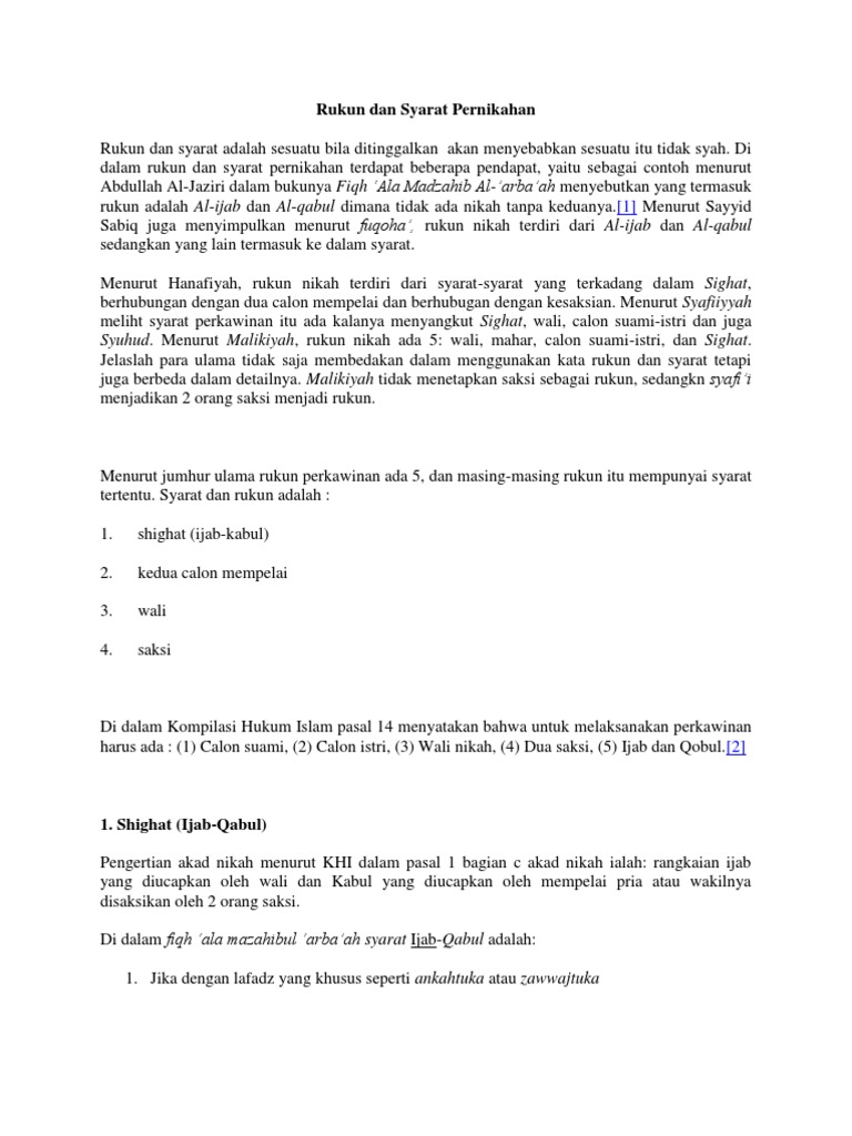 Rukun Dan Syarat Pernikahan Pdf