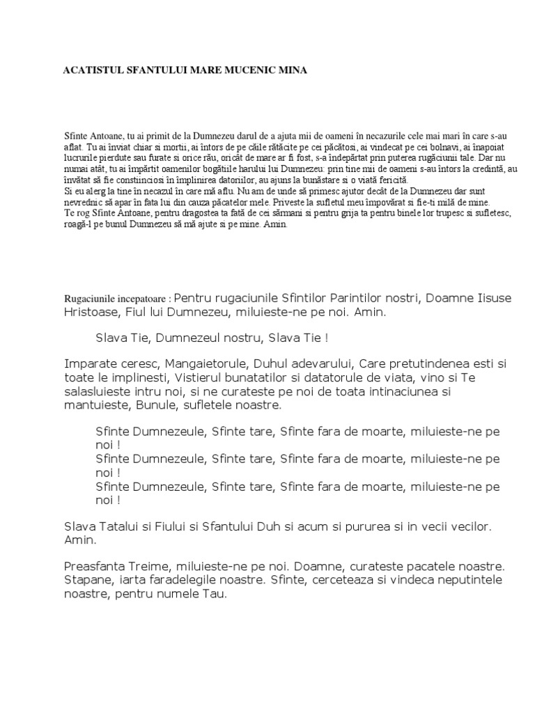 Acatistul Sf Mina Si Alte Rugaciuni