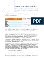 Analysis of Audience Questionnaire Results 