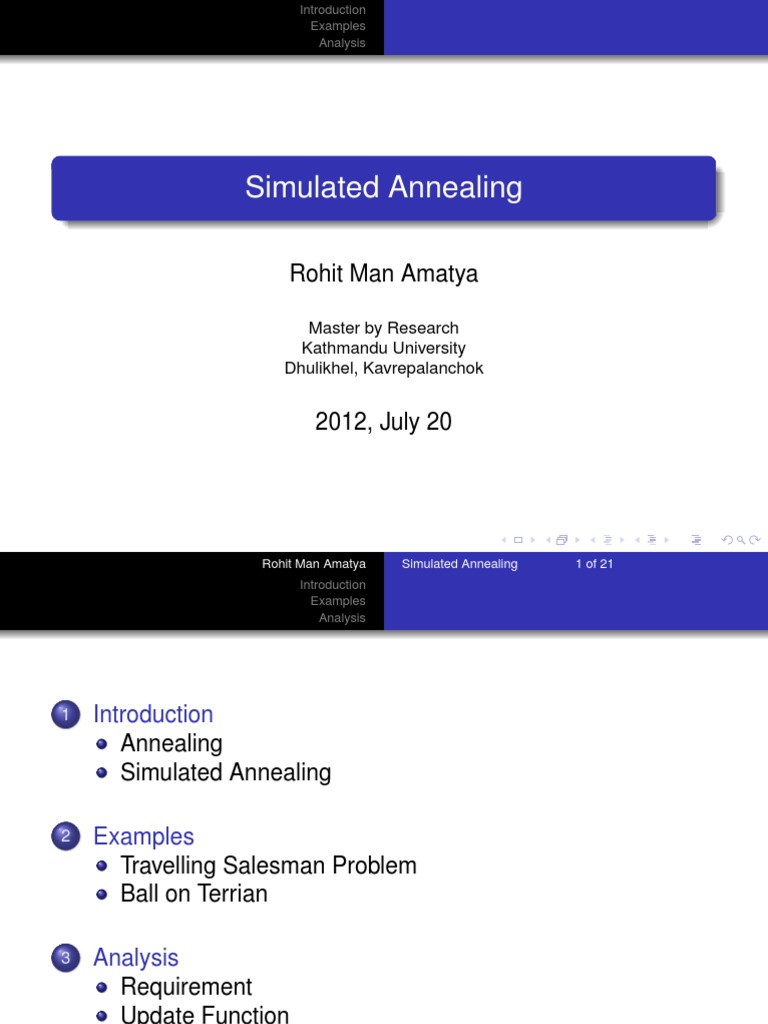Simulated Annealing: Rohit Man Amatya | PDF | Annealing (Metallurgy ...