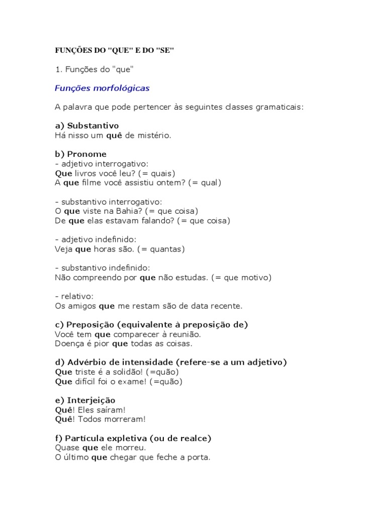5 0 fun es do que e do se pdf assunto gram tica pronome