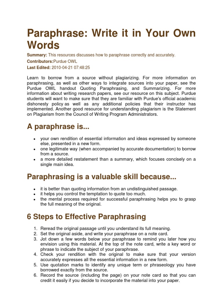 Mastering Effective Paraphrasing Techniques | PDF | Digital Object ...
