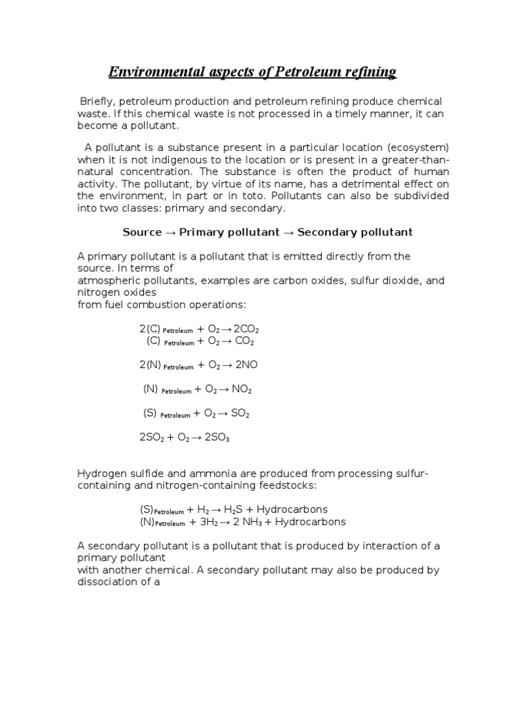 Environmental Impact of Petroleum Refining | PDF | Natural Gas | Oil ...