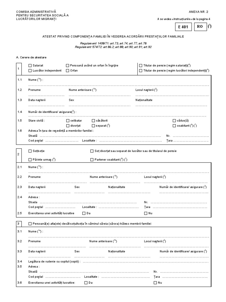 Form E 401 Actualizat 2