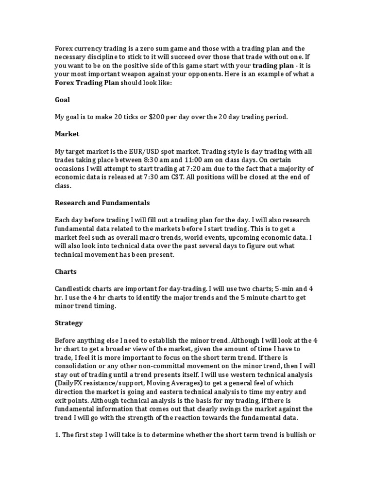 Forex Trading Plan Foreign Exchange Market Market Trend - 