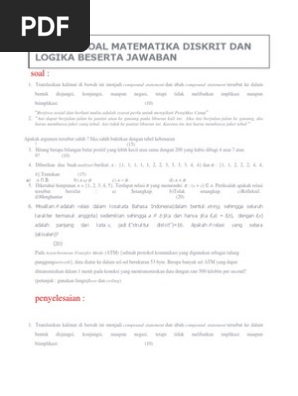 Contoh Soal Matematika Diskrit Dan Logika Beserta Jawaban