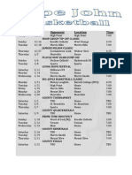 Day Date Opponent Location Time: Hoop Group Tip Off Classic