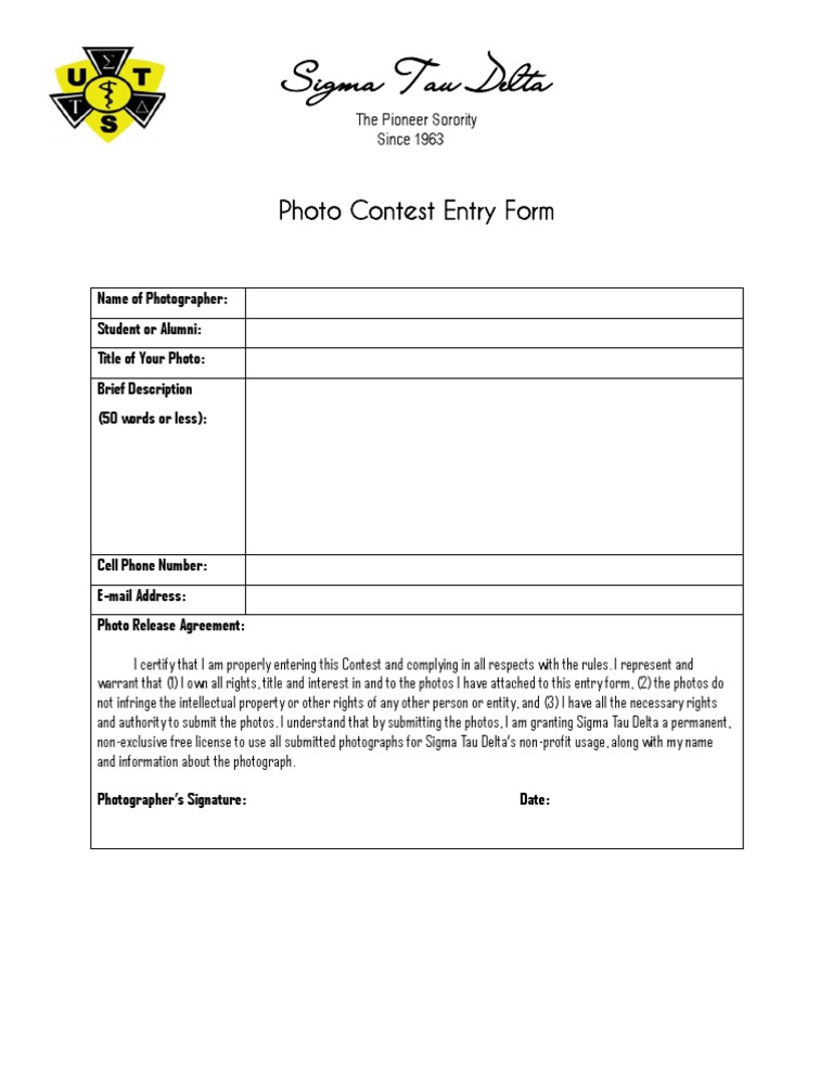 Photo Contest REGISTRATION Form | PDF